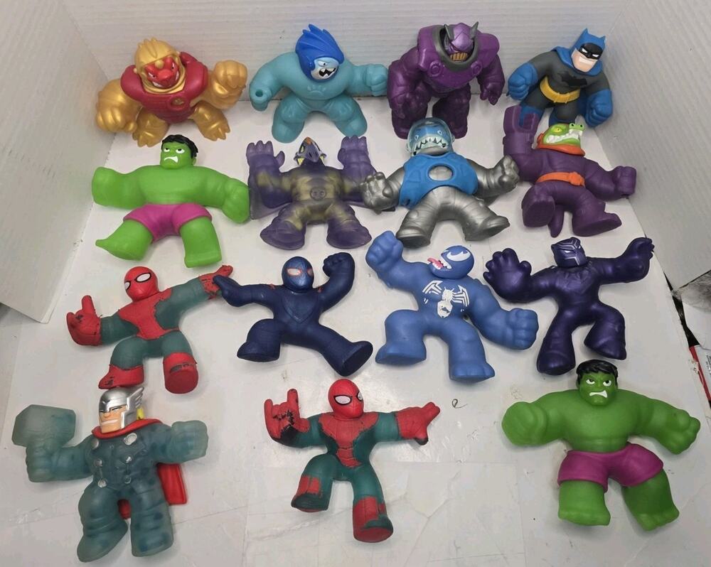 Heroes of Goo Jit Zu Marvel Characters Lot Of 15 Hulk Spiderman Batman Thor More